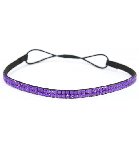 Headbands Two Row Rhinestone Elastic Stretch Headband Accessory - Candy Purple Think Headband - CE11DDJYXT1 $8.27