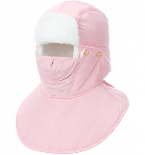 Balaclavas Unisex Winter Trooper Trapper Hat Hunting Hat Ushanka Ear Flap Chin Strap with Windproof Mask - Pink - CV186RADU5G...
