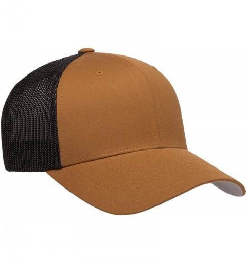 Baseball Caps The Original Flexfit Yupoong Mesh Trucker Hat Cap & 2-Tone - Caramel/Black - CJ196H2XITI $11.50