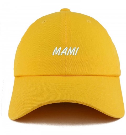 Baseball Caps Mami Embroidered Low Profile Soft Cotton Dad Hat Cap - Gold - C418D4X7D7Z $15.91