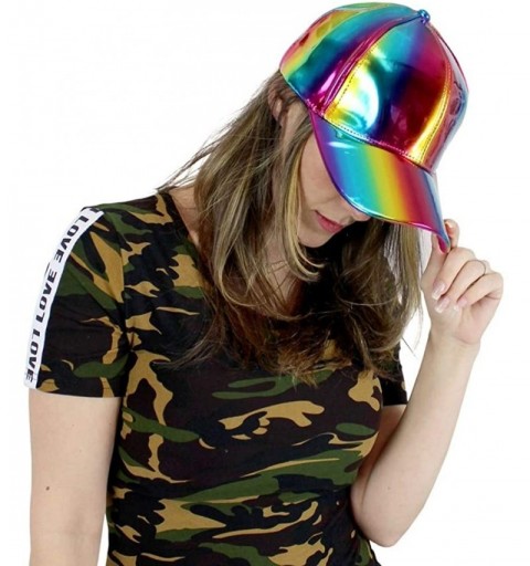 Skullies & Beanies Floral Print Baseball Cap for Women Girl Flower Hat Adjustable - Metallic Rainbow - CT18R5UHEUR $10.45