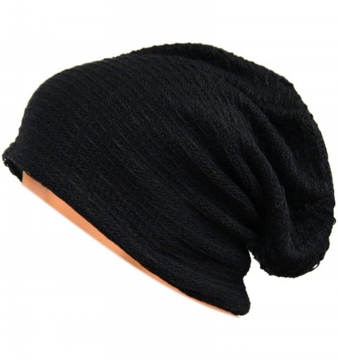 Skullies & Beanies Unisex Adult Winter Warm Slouch Beanie Long Baggy Skull Cap Stretchy Knit Hat Oversized - Black - CN128JXR...