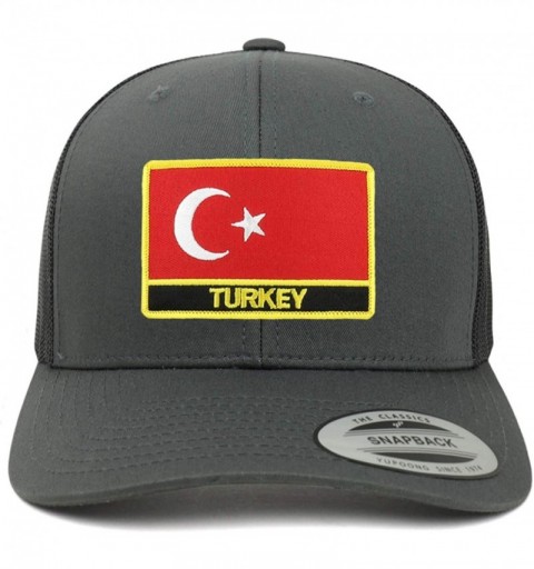 Baseball Caps Flexfit XXL Turkey Flag Retro Trucker Mesh Cap - Charcoal - CR18L3NRAWC $16.97
