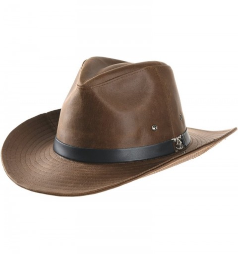 Fedoras Faux Leather Indiana Jones Hat Outback Hat Fedora CD8859 - Brown - C9188C402IY $41.11