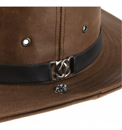 Fedoras Faux Leather Indiana Jones Hat Outback Hat Fedora CD8859 - Brown - C9188C402IY $41.11