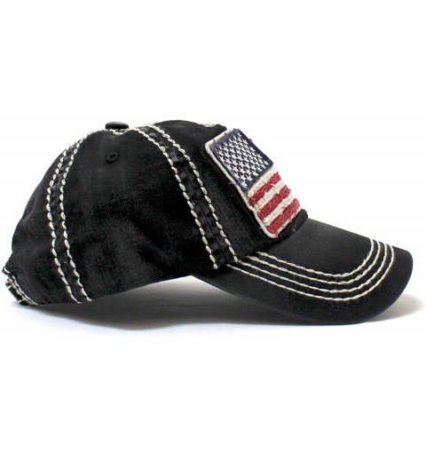 Baseball Caps Oversized Vintage American Flag Patch Embroidery Baseball Cap - Black - C7185ISSWH7 $18.68