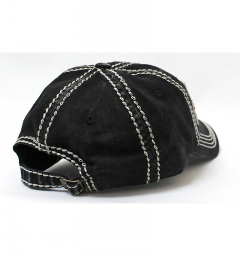 Baseball Caps Oversized Vintage American Flag Patch Embroidery Baseball Cap - Black - C7185ISSWH7 $18.68