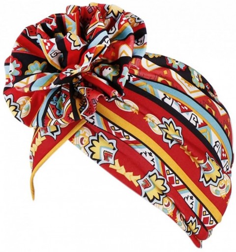 Skullies & Beanies Shiny Flower Turban Shimmer Chemo Cap Hairwrap Headwear Beanie Hair Scarf - Red1 - CT18Z2OEQHG $8.25
