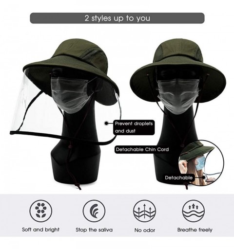 Sun Hats Womens 100% Cotton Bucket Sun Hat UPF 50 Chin Strap Adjustable Packable Wide Brim - 00707army Green - CV199HY83EQ $2...