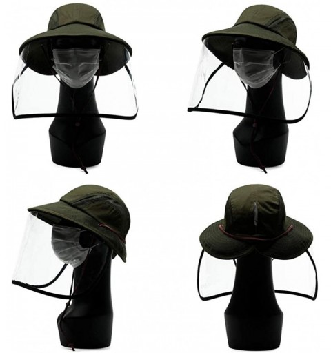 Sun Hats Womens 100% Cotton Bucket Sun Hat UPF 50 Chin Strap Adjustable Packable Wide Brim - 00707army Green - CV199HY83EQ $2...