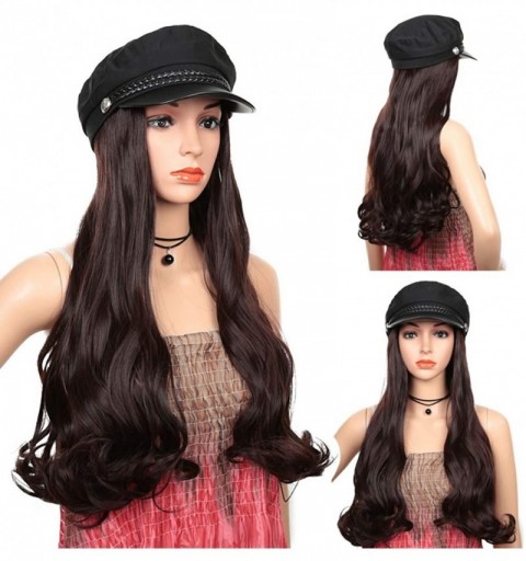 Skullies & Beanies Baseball Cap with Long Wavy Synthetic Hair for Women - Yacht Cap-dark Brown - CL18ASGCM2T $10.34