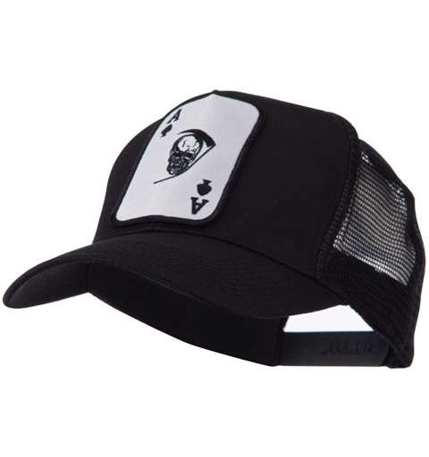 Baseball Caps Skull and Choppers Embroidered Military Patched Mesh Cap - Death Ace - CK11FITPSYX $20.06