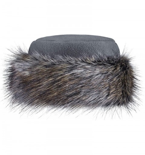 Bomber Hats Faux Fur Trimmed Winter Hat for Women - Classy Russian Hat with Fleece - Grey - Ashen Beaver - CU11Q3ZJ8XN $23.45