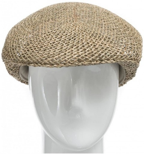 Newsboy Caps Ascot Golf Vented Panama Straw Hat Dress Cap - Beige - CM11957PXIF $36.13