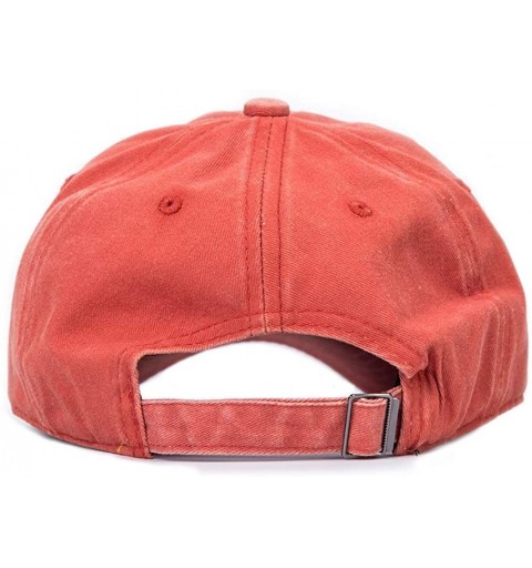 Baseball Caps Men's Baseball Cap Dad Hat Washed Distressed Easily Adjustable Unisex Plain Ponytai Trucker Hats - Orange - C61...