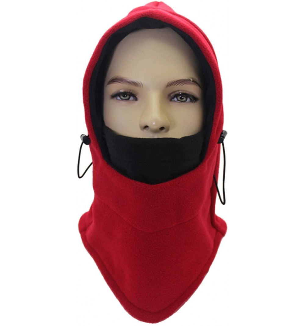 Balaclavas Balaclavas Hat Double Layers Thicken Caps Winter Versatile Neck Warm Fleece Ski Face Mask - Hat00-red&black - CT18...