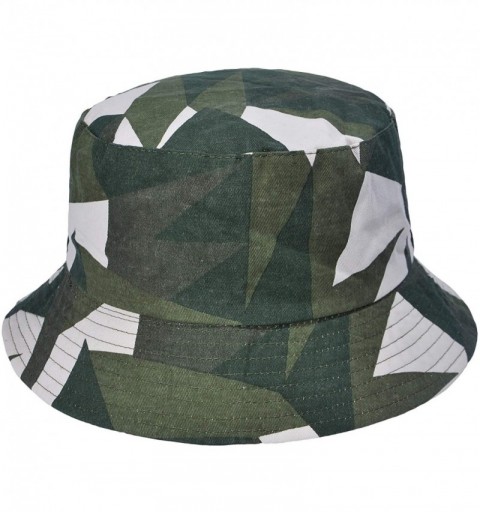 Bucket Hats Women Fashion Cotton Packable Travel Bucket Hat Sun Hat Fishmen Cap - Geometric Green - CH198XAN5WH $15.46