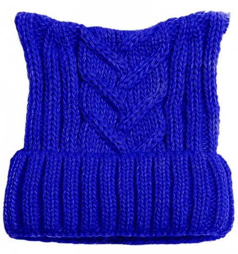 Skullies & Beanies Winter Knit Beanie Lady Women Rights March Pussycat Hat Handmade Cap - Royal Blue - C418L3XXKWW $11.09
