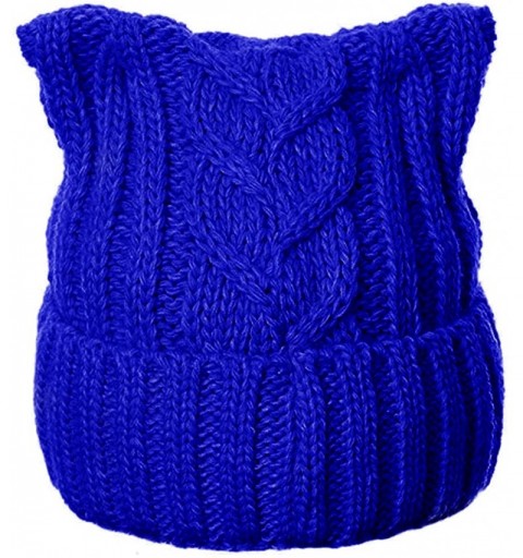 Skullies & Beanies Winter Knit Beanie Lady Women Rights March Pussycat Hat Handmade Cap - Royal Blue - C418L3XXKWW $11.09