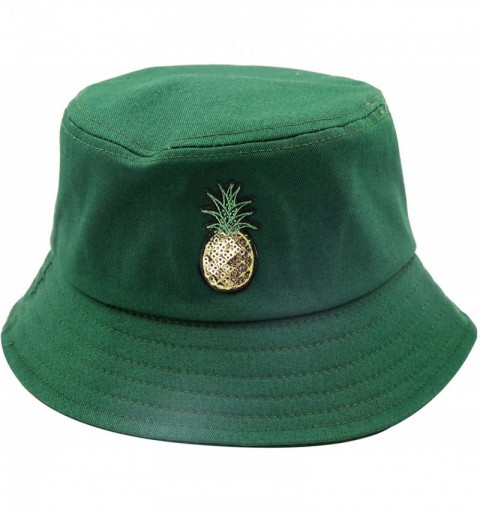 Bucket Hats Unisex Fashion Embroidered Bucket Hat Summer Fisherman Cap for Men Women - Pineapple Green - C018GDKL230 $12.70