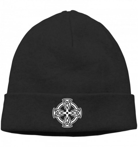 Skullies & Beanies Beanie Hat Warm Hats Skull Cap Knitted Hat -Celtic Cross - Black - CP18L0E6RCT $14.79