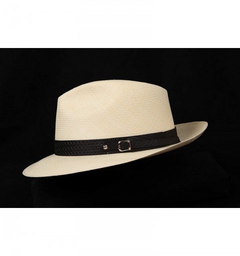 Cowboy Hats (1" & .5") Embossed Patterned Leather Panama Hat Band - Black Basket Weave - CY18O25M4G8 $11.24