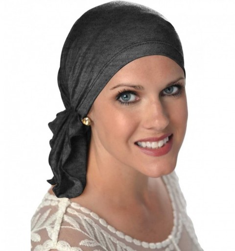 Headbands Slip-On Scarf- Caps for Women with Chemo Cancer Hair Loss Charcoal - CQ12CXQ8H73 $18.69