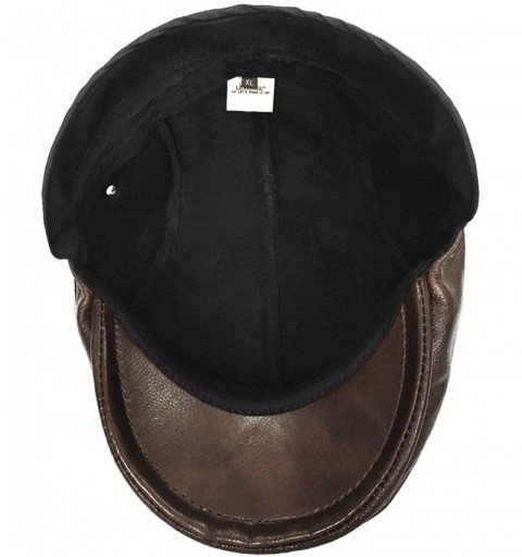 Newsboy Caps Flat Cap Cabby Hat Genuine Leather Vintage Newsboy Cap Ivy Driving Cap - Coffee - CM1269CRMTL $27.01