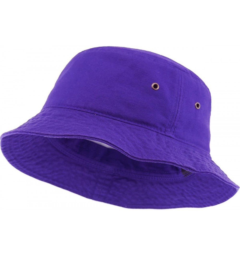 Bucket Hats Unisex Washed Cotton Bucket Hat Summer Outdoor Cap - (1. Bucket Classic) Purple - CG19489NDGS $8.09