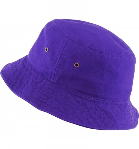 Bucket Hats Unisex Washed Cotton Bucket Hat Summer Outdoor Cap - (1. Bucket Classic) Purple - CG19489NDGS $8.09