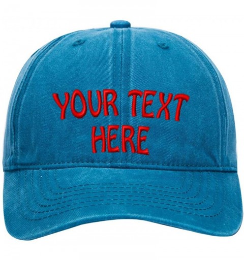 Baseball Caps Custom Denim Hat Embroidered Men Women Personalized Text Name Baseball Cap - Retro Blue - CL18H232WT2 $19.76