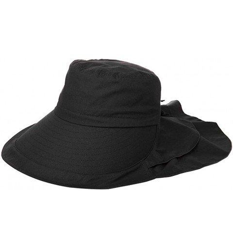 Sun Hats KM Women Outdoor UV Protection Sun Shade Wide Brim Beach Hat with Ponytail Opening M - Black - CR11XRY1QY7 $23.75