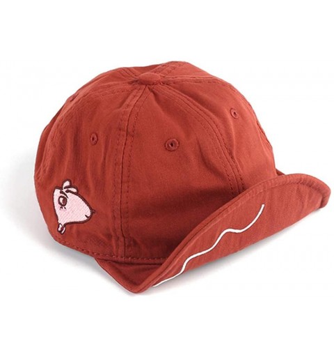 Baseball Caps Baseball Cap Cute Pig Embroideried Short Bill Snapback Caps Flat to Full Flip Brim Hat - Pg01-brick Red - CH18S...