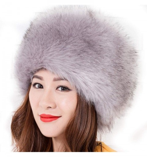 Skullies & Beanies Women's Faux Fur Hat for Winter with Stretch Cossack Russion Style Beanie Warm Cap - Grey - C318ICLEMEK $1...