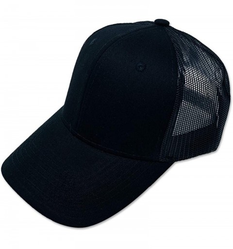 Baseball Caps Blank Trucker Hat - Classic 6 Panels Curved Bill Visor Baseball Mesh Cap - Black / Black - CV18MICE0UX $8.97