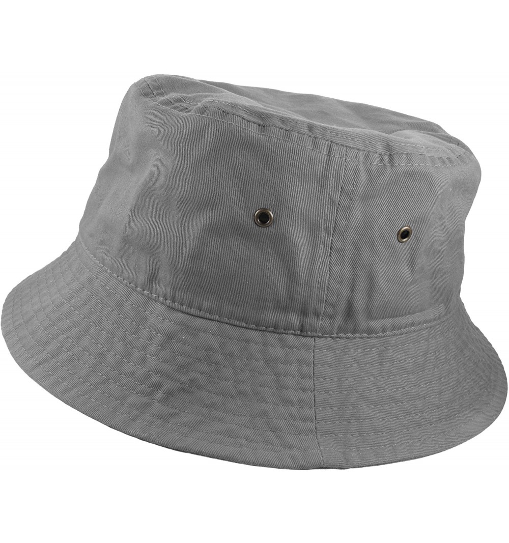 Bucket Hats 100% Cotton Packable Fishing Hunting Summer Travel Bucket Cap Hat - Gray - CR18DM6M402 $16.29