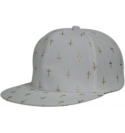 Baseball Caps Fashion Unisex Baseball Cap Snapback adjustable Hip Hop hat Punk Boy Girl Cross - Gold White - CI12FW73G1R $14.81