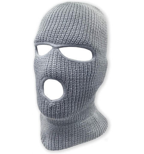 Balaclavas 3 Hole Beanie Face Mask Ski - Warm Double Thermal Knitted - Men and Women - Gray - CS18KNK53RL $8.42