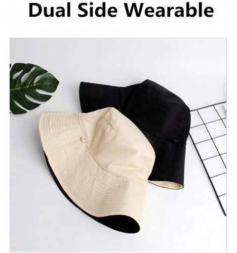 Sun Hats Women Reversible UV Sun Protection Bucket Hat Wide Brim Cap - Beige - CB18W9G72SU $9.02