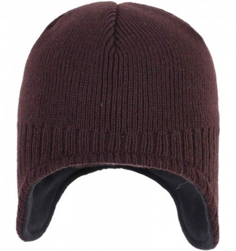 Skullies & Beanies Mens Warm Winter Hats Fleece Lined Earflap Hat Daily Beanie Watch Cap - Coffee - C2192N7MYW9 $10.05