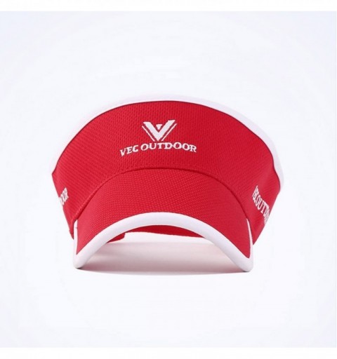 Sun Hats Sun Hat Summer Empty Top Hat Outdoor Sports Visor Beach Hat Tennis Hat - Red - CN18ESD3M3I $13.43