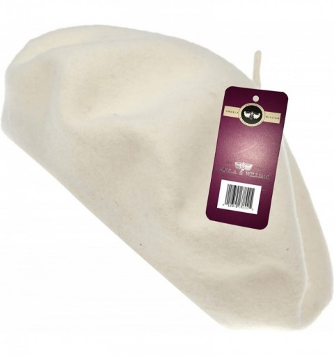 Berets Winter 100% Wool Warm French Art Basque Beret Tam Beanie Hat Cap - White - CN12N1O2T2K $13.83