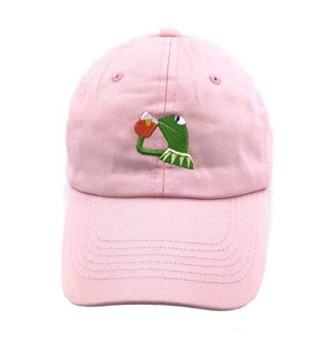 Baseball Caps Kermit The Frog Dad Hat Cap Sipping Sips Drinking Tea Champion Lebron Costume (Pink) - CD12NH4I6YI $18.59