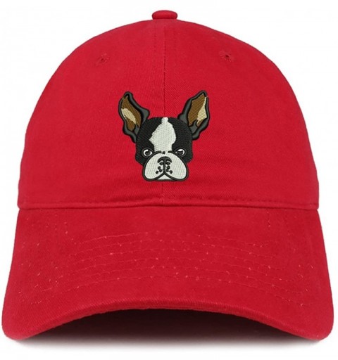 Baseball Caps Boston Terrier Embroidered Brushed Cotton Dad Hat Ball Cap - Red - CY180D9O9NL $18.80