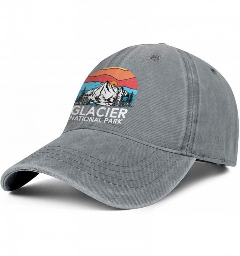 Baseball Caps Vintage-Glacier-National-Park- Hat for Mens Womens Sun Hat Adjustable Outdoor Denim Strapback Hat Caps - C518WN...
