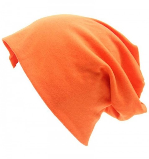 Skullies & Beanies Unisex Women Thin Solid Baggy Slouchy Oversized Cotton Sleep Beanie Hat Skull Cap - Orange - C612LZVFXPV $...