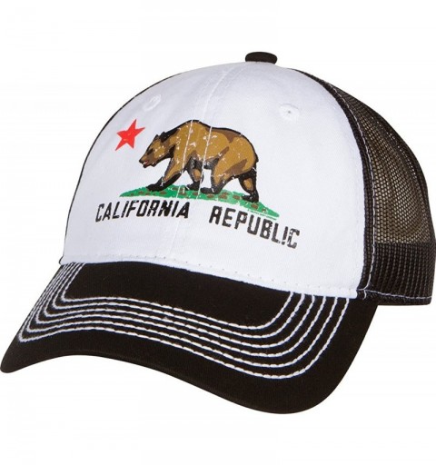Baseball Caps California Republic Screen Print Trucker Hat - Black - C212O6THHFN $28.54