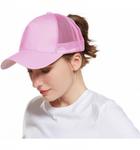 Baseball Caps Womens Classic Adjustable Ponytail Baseball Cap in Solid Color Trucker Dad Cap Messy High Bun Cap - Pink 1 - CG...