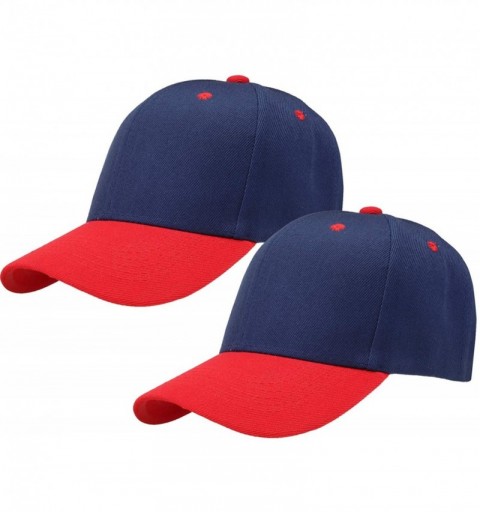 Baseball Caps 2pcs Baseball Cap for Men Women Adjustable Size Perfect for Outdoor Activities - Navyred/Navyred - C7195D97QON ...