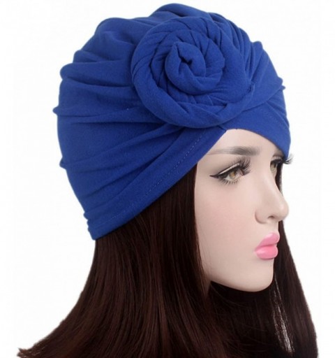 Skullies & Beanies Knotted Cotton Turban Hat Chemo Cap Headbands Muslim Turban for Women Hair Accessories - Adult-child Blue ...
